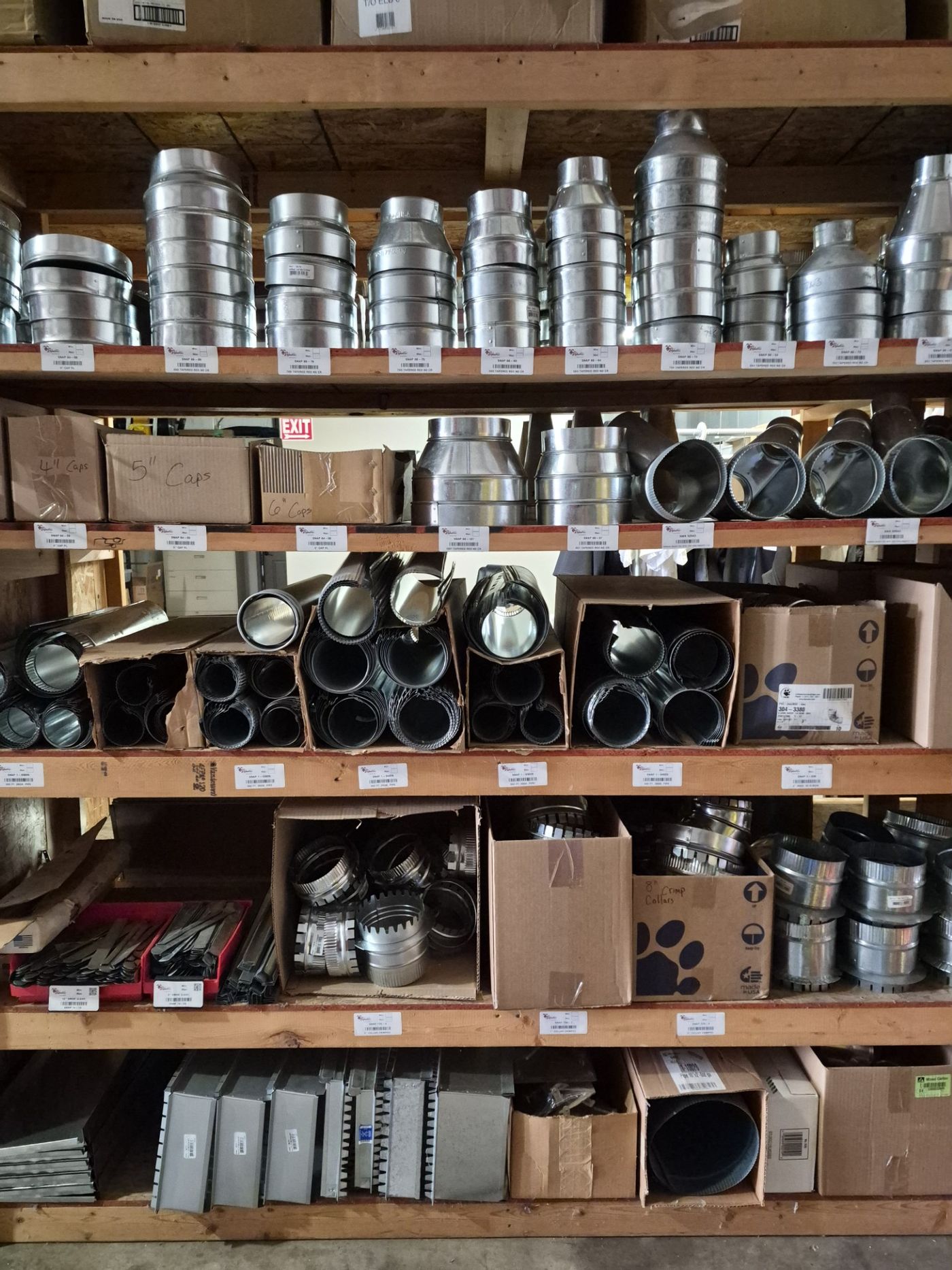 Republic crib stocked with sheet metal and ducting